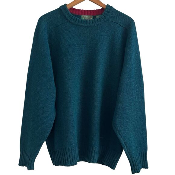 Vintage 100% Wool Pullover Sweater Mens L Green Heritage Preppy Grandpa Comfy - Picture 1 of 8